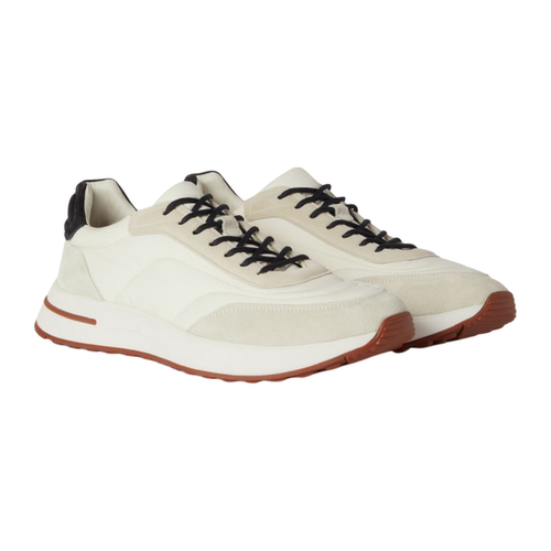 Loro Piana/诺悠翩雅男鞋白色绒面皮革系带休闲潮流舒适运动鞋