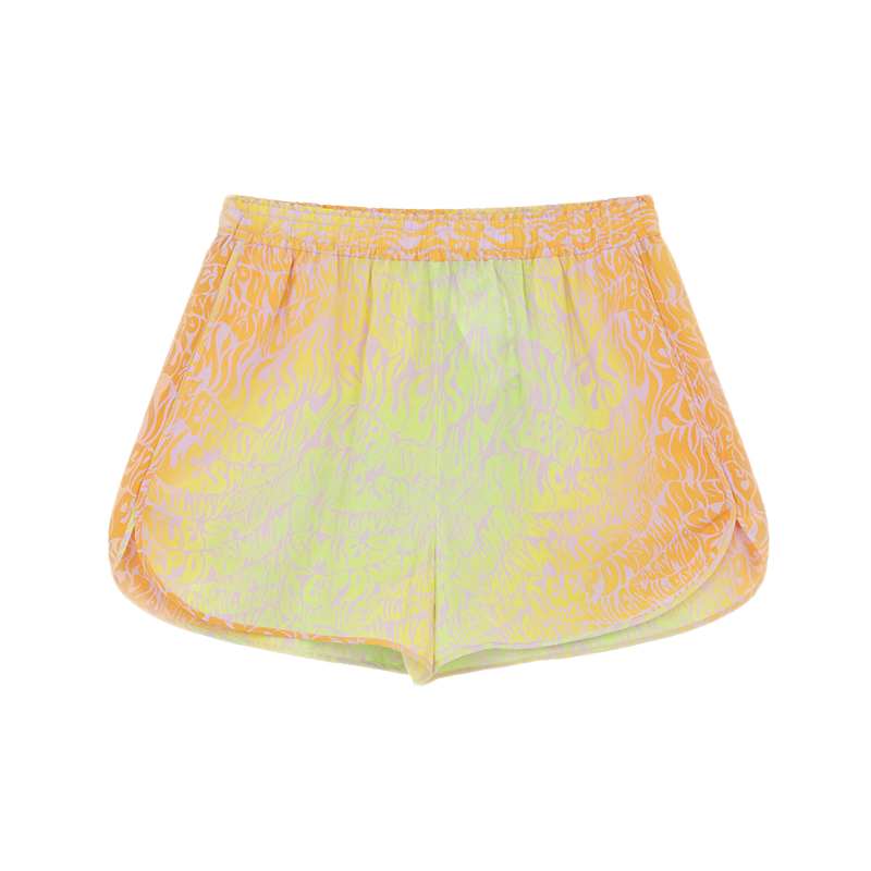 Stella McCartney/斯特拉女士淡紫色流体印花开叉下摆真丝短裤