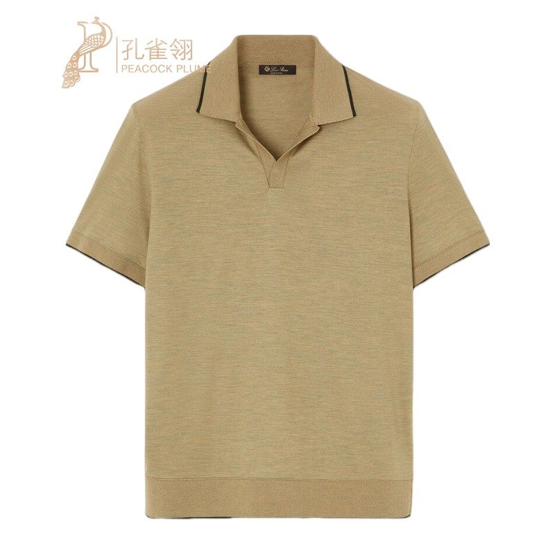 LoroPiana/诺悠翩雅男士优雅无扣羊毛Polo短袖新款舒适上衣马球衫