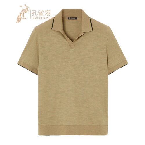 LoroPiana/诺悠翩雅男士优雅无扣羊毛Polo短袖新款舒适上衣马球衫