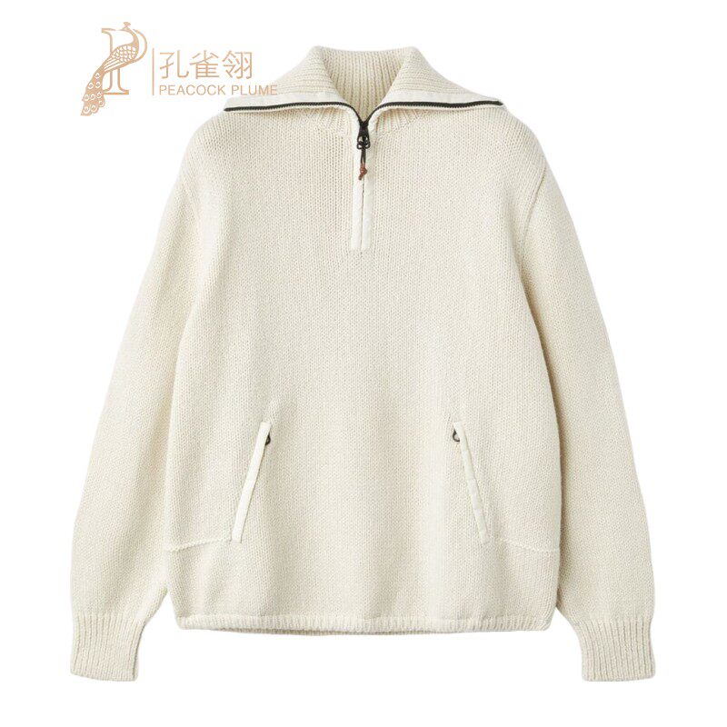 LoroPiana/诺悠翩雅男士针织衫羊绒防撕裂棉质肘部贴布罗纹新款