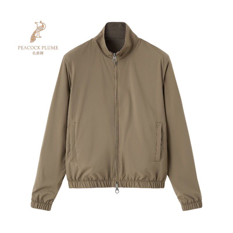 LoroPiana/诺悠翩雅男士夹克外套立领双向拉链松紧袖麂皮新款