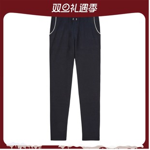 慢跑裤 Loro 海军蓝色针织羊绒与棉质混纺长裤 诺悠翩雅男裤 Piana