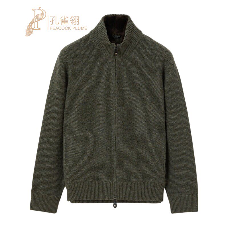 LoroPiana/诺悠翩雅男士针织衫撞色BabyCashmere可拆毛领新款