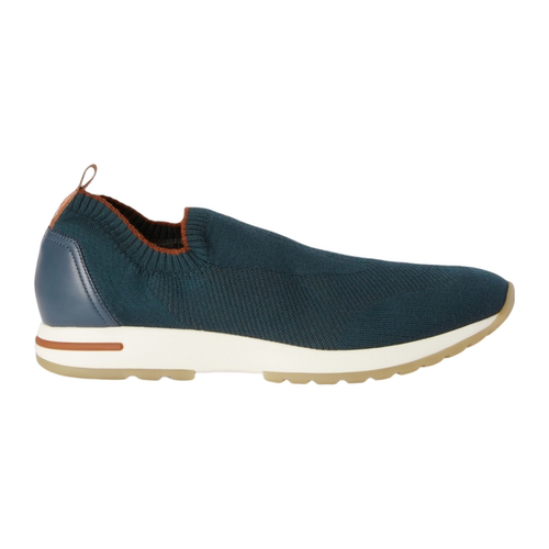 Loro Piana/诺悠翩雅男鞋绿色羊毛针织和小牛皮低帮休闲运动鞋