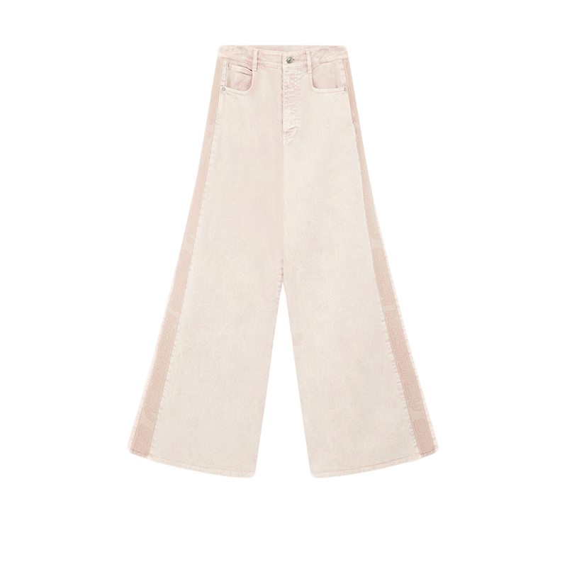 Stella McCartney/斯特拉女士浅粉色侧面徽标饰带牛仔喇叭裤长裤