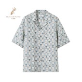 保龄球风印蓟草图案亚麻Federico新款 衬衫 诺悠翩雅男士 LoroPiana