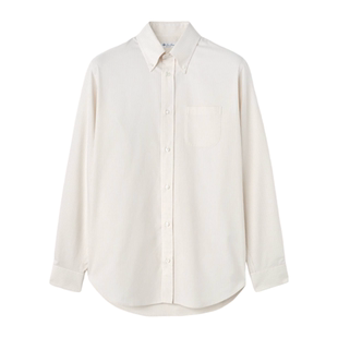 Loro Piana/诺悠翩雅男装白色条纹棉质纽扣商务休闲衬衫