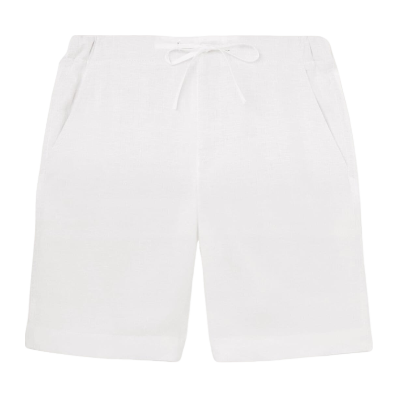 Loro Piana/诺悠翩雅男裤白色亚麻帆布休闲百慕大短裤