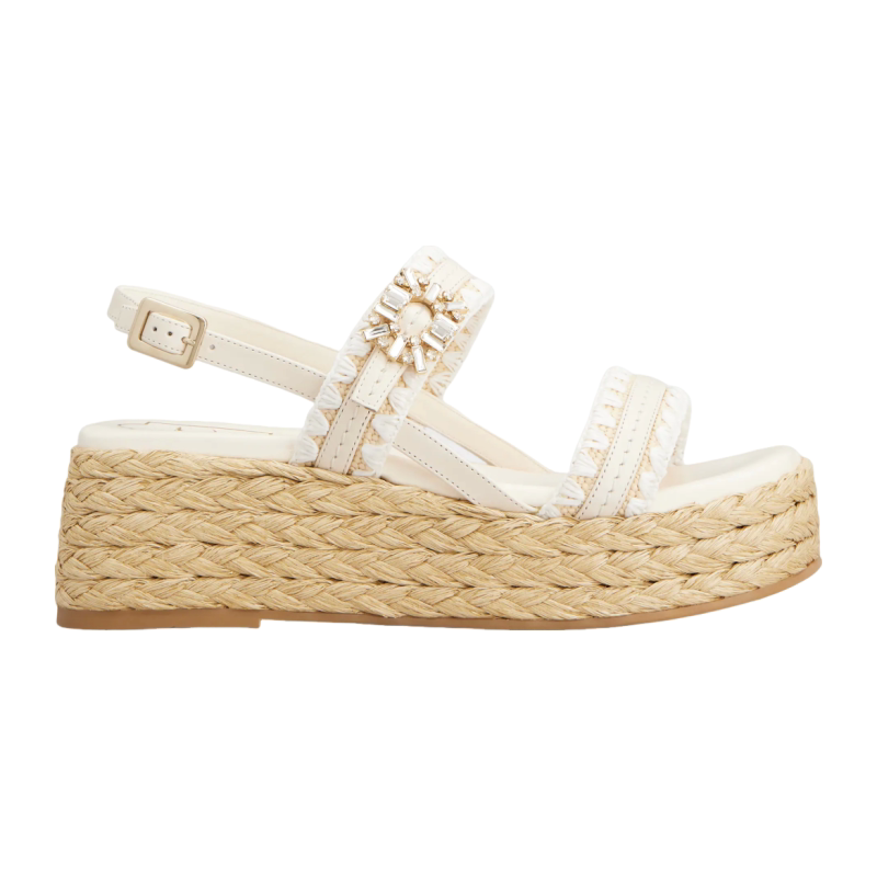 RogerVivier/罗杰维维亚女士凉鞋藤编厚底水晶扣可调后跟新款