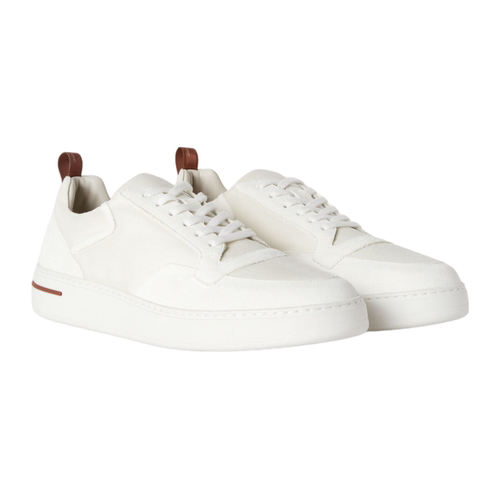 Loro Piana/诺悠翩雅男鞋白色牛皮革低帮系带休闲运动鞋