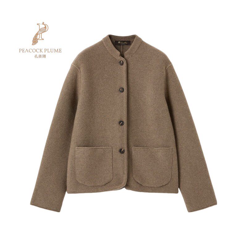 LoroPiana/诺悠翩雅男士针织衫ReCashmere面料立领牛角扣开合新款