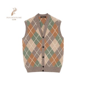 LoroPiana/诺悠翩雅男士针织衫菱形图案羊毛牛角纽扣质朴柔软新款