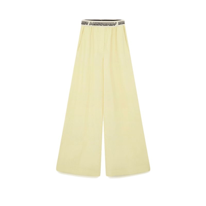 Stella McCartney/斯特拉女士黄色徽标饰带松紧腰部A字型长裤