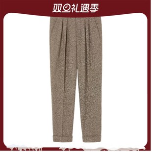 口新款 LoroPiana Wish羊毛毛呢双褶裥翻边袖 休闲裤 诺悠翩雅男士