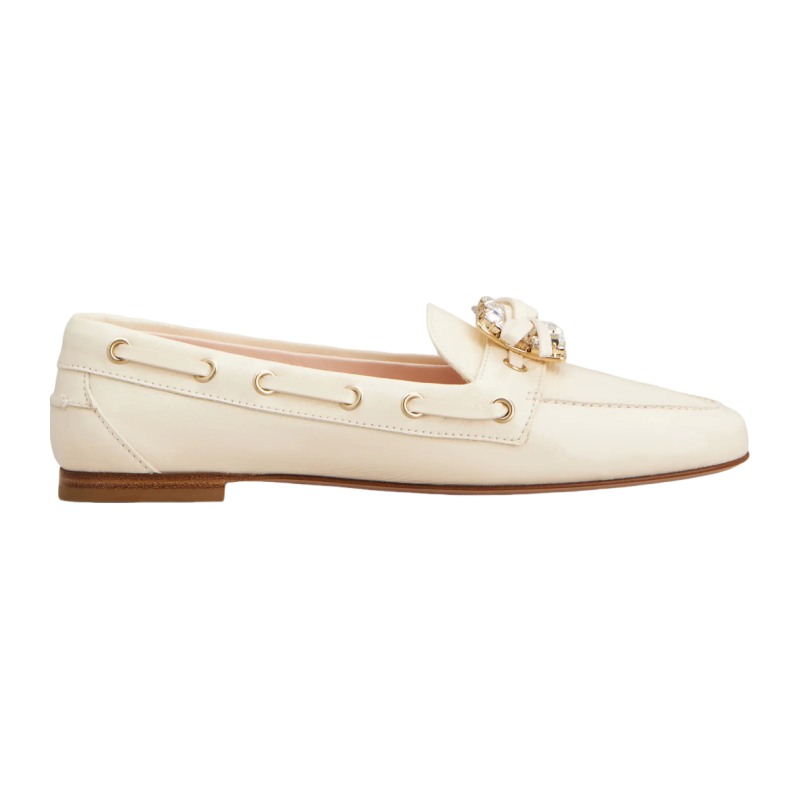 RogerVivier/罗杰维维亚女士莫卡辛鞋漆面皮水晶扣蝴蝶结新款