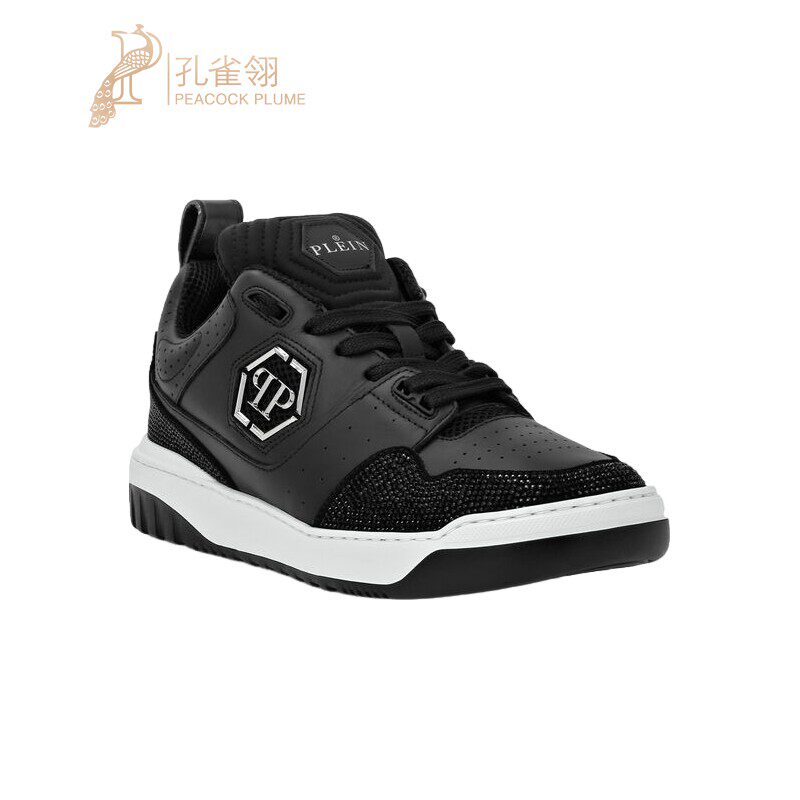 PhilippPlein/菲利普普兰男士混合皮革低帮运动鞋独特设计新款