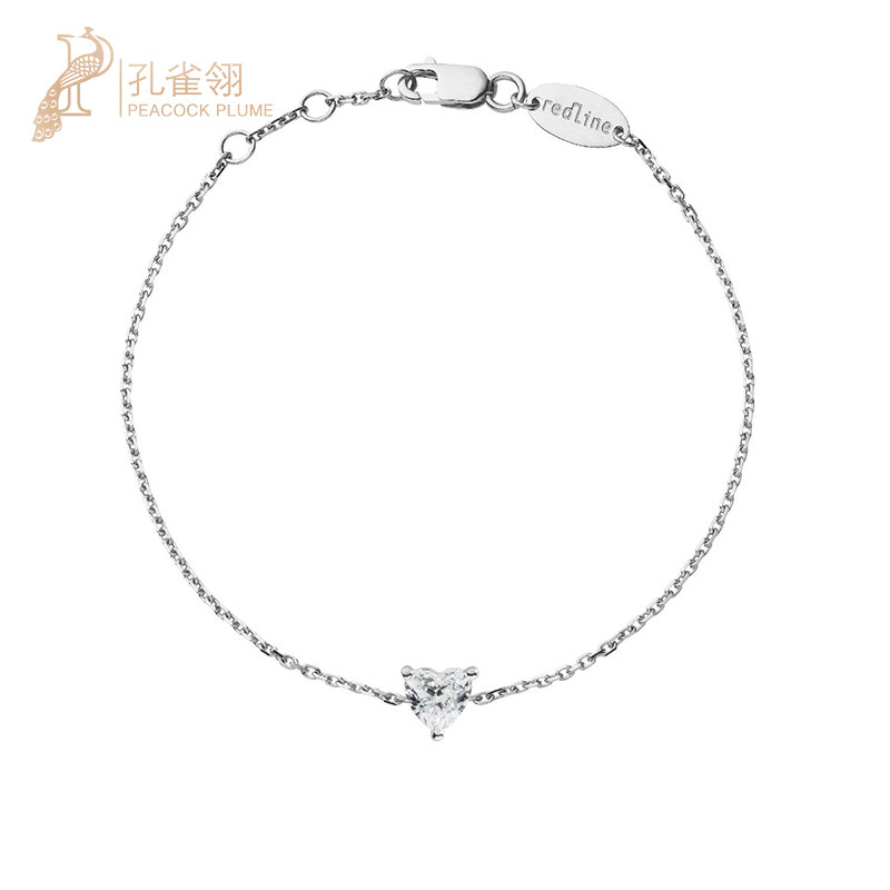 情人节redline红绳年女士Sa Bien 0.2克拉心形钻石链制手链