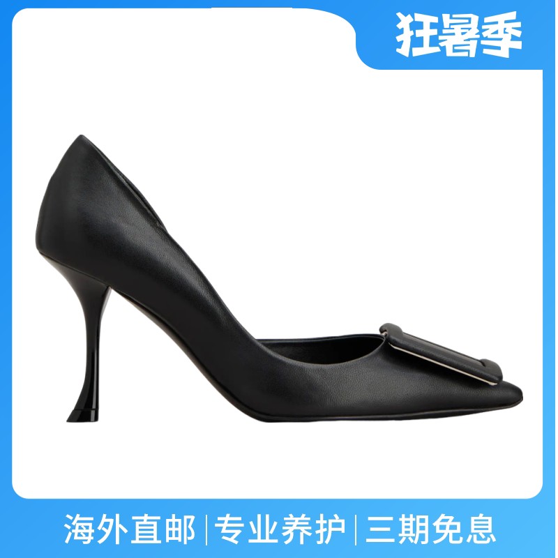 RogerVivier/罗杰维维亚女士高跟鞋纳帕羊皮包边搭扣细跟露踝新款