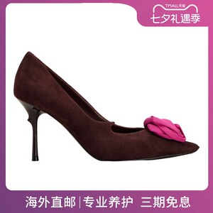 RogerVivier/罗杰维维亚女士高跟鞋棘形跟麂皮露趾漆面新款