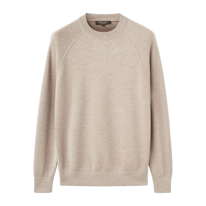 LoroPiana/诺悠翩雅男士针织衫羊绒羊毛真丝混纺带状图案宽松新款