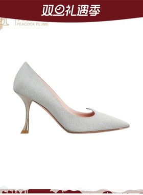 Roger Vivier女鞋灰色织物亮片精美奢华尖头8.5CM细跟高跟鞋