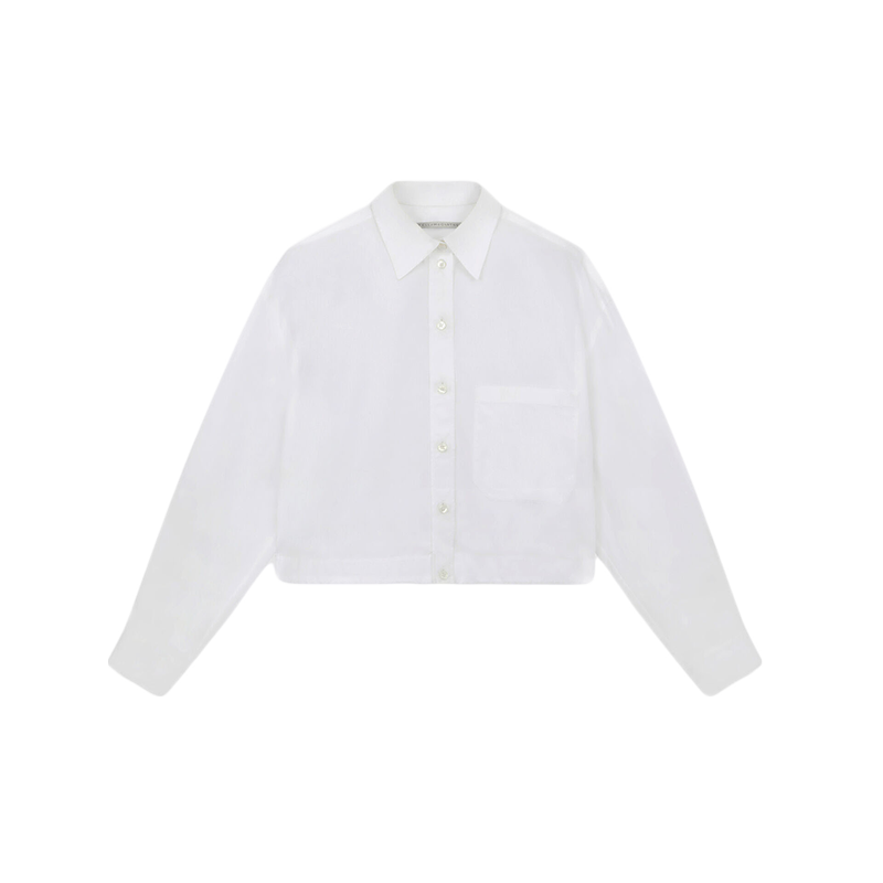 Stella McCartney/斯特拉女士白色短款长袖棉质休闲日常衬衫