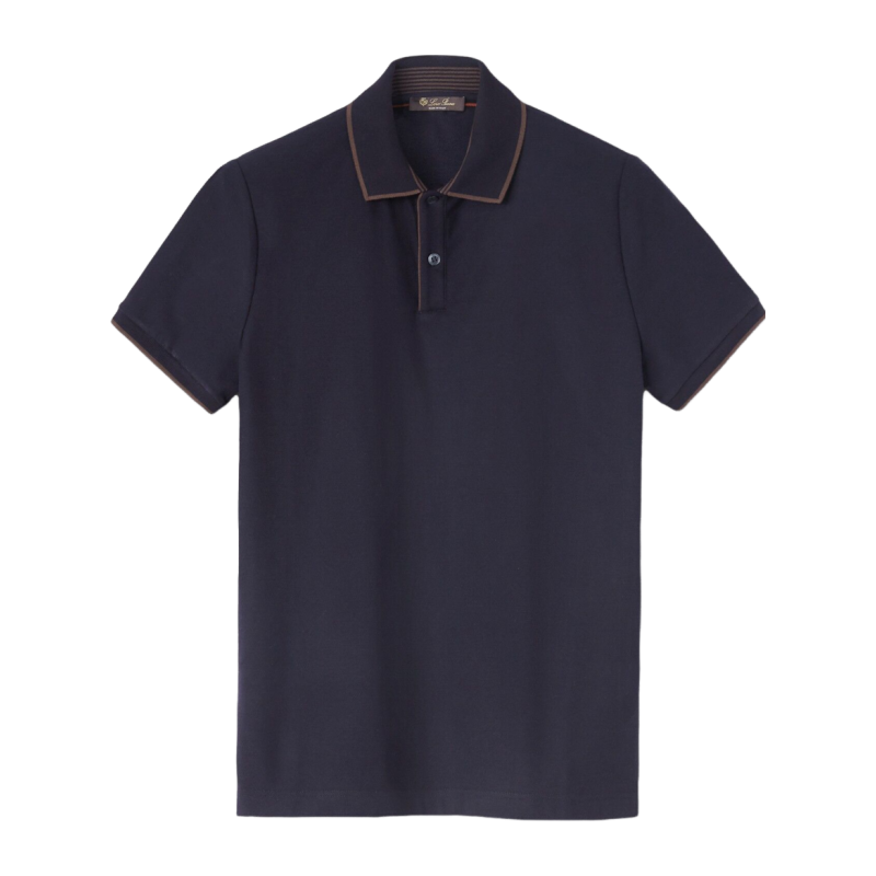 Loro Piana/诺悠翩雅男装弹力棉黑色短袖马球领polo衫