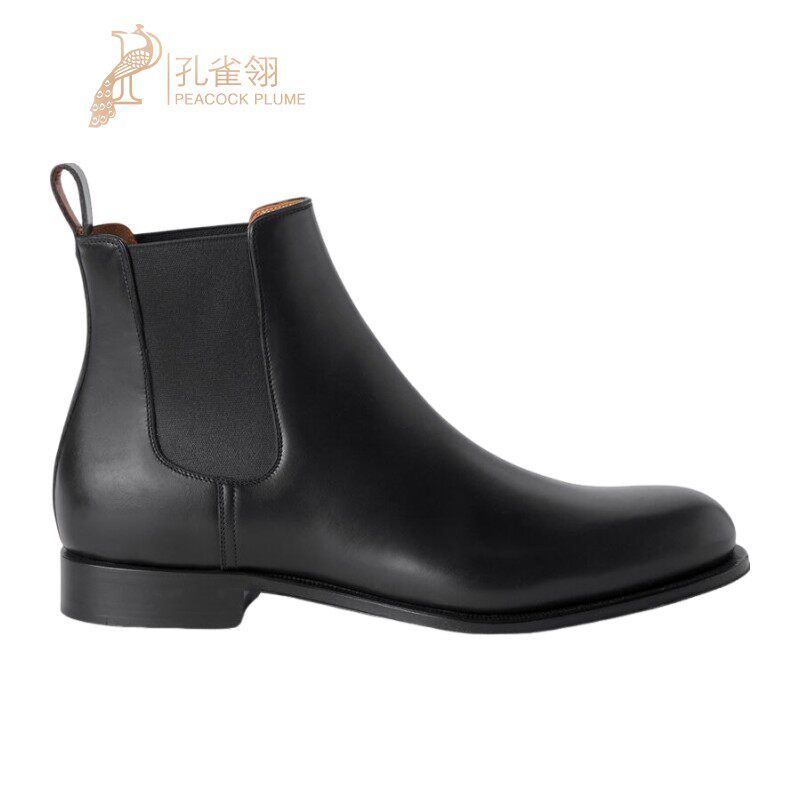 LoroPiana/诺悠翩雅男士靴子裸靴小牛皮布莱克缝制三铆钉新款
