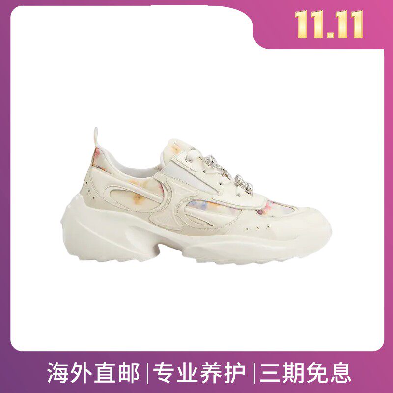 RogerVivier/罗杰维维亚女士运动休闲鞋皮革织物镶边水晶吊饰新款