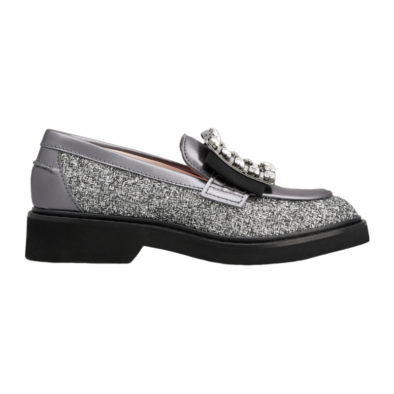 RogerVivier/罗杰维维亚女士莫卡辛鞋卢勒克斯面料水晶搭扣新款