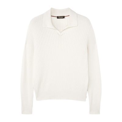 LoroPiana/诺悠翩雅男士T恤罗纹羊绒平领口合身剪裁西装内搭新款