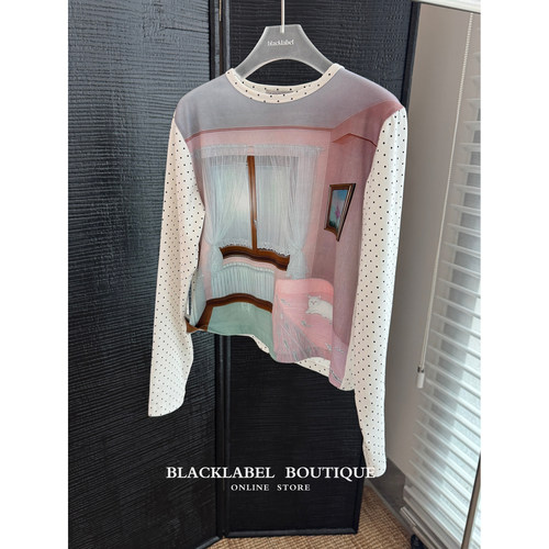 blacklabel 26FW Y2K少女卧室撞色波点少女长袖T恤