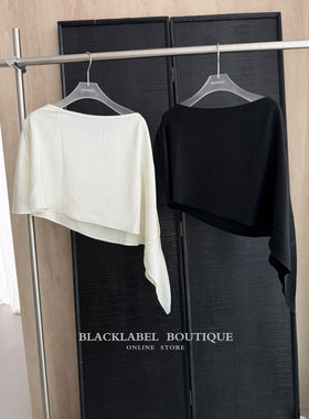 blacklabel 26夏季新款 醋酸缎面不对称斜肩罩衫  上衣 松弛