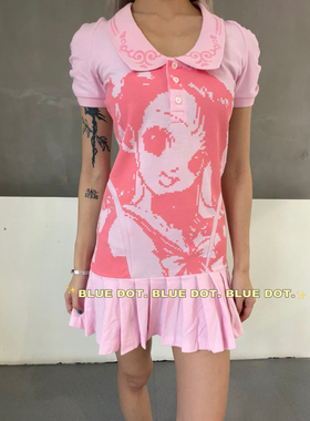 blacklabel 漫画头像美少女POLO领短袖连衣裙女26春夏款