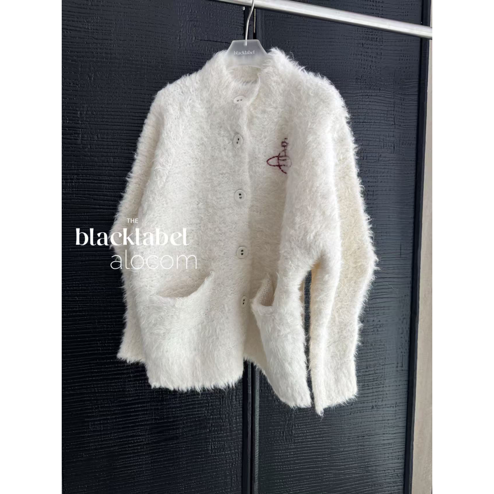 同纱线~区别市面!土星 25秋冬新款奶白色毛绒绒宽松毛衣开衫外套