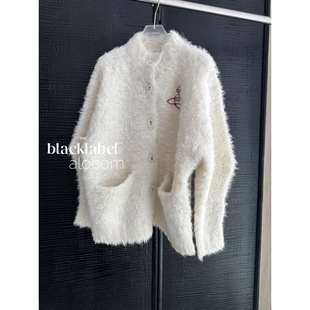 同纱线~区别市面!土星 25秋冬新款奶白色毛绒绒宽松毛衣开衫外套