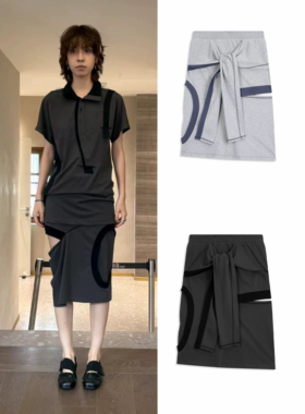 TINA OPEN YY 26SS 夏季新款 撞色拼接polo领短袖T恤不对称半身裙