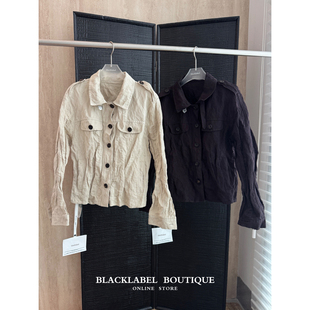 章若楠同款 blacklabel26早秋新款褶皱金属丝工装简约夹克短外套