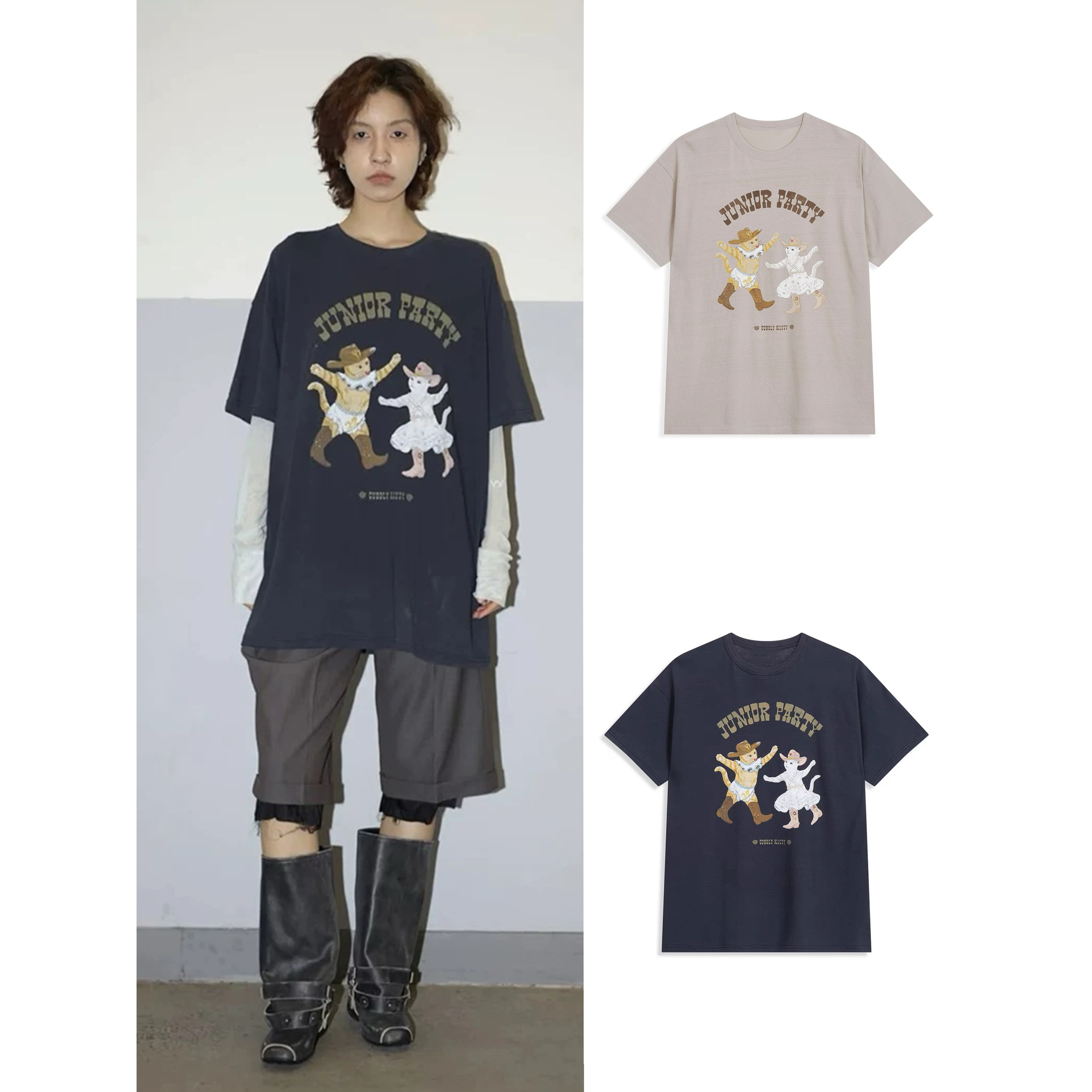 blacklabel 26春夏 宠物俱乐部猫咪派对短袖T恤宽松 tina open yy