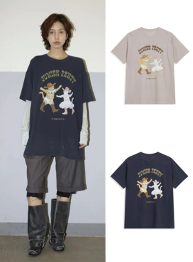 blacklabel 26春夏 宠物俱乐部猫咪派对短袖T恤宽松 tina open yy