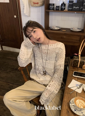 blacklabel 26早春新品渐变不规则镂空针织衫毛衣 薄款 女