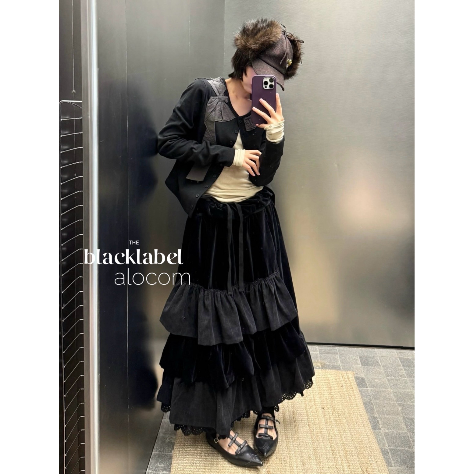 限定TINA OPEN YY 25秋冬新款 丝绒蛋糕裙 长裙 裙子 半身裙