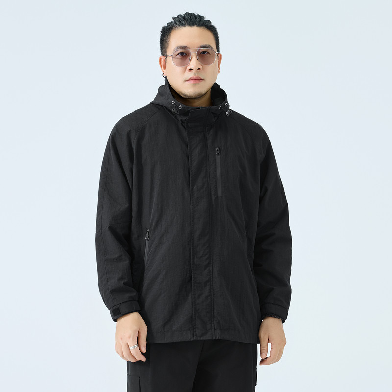 半墨大码男装冲锋衣式夹克男春季新款宽松插肩袖防风防水拉链外套,男装,夹克,淘宝优惠券,粉丝福利购,淘宝优惠卷