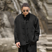 新款 半墨大码 中国风盘扣呢感胖子外套 立领夹克男士 秋季 男装 新中式