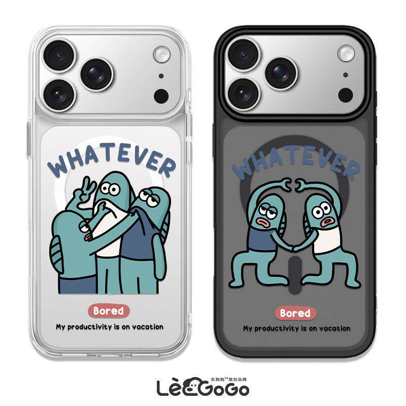 原创比心咸鱼朋友适用于iPhone17promax手机壳苹果16promax情侣15磁吸14新款13黑色透明小米15pro带相机按键