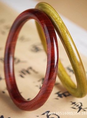 原创绿檀木手镯老料女士女生檀香木香味持久贵妃手镯细款黑檀