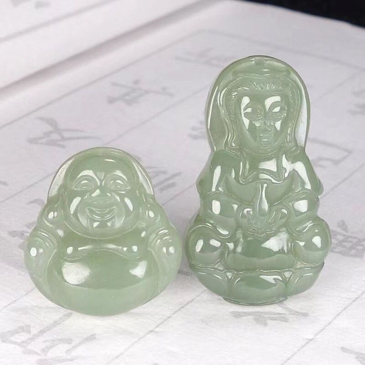 观音男士吊坠笑佛天然和田玉