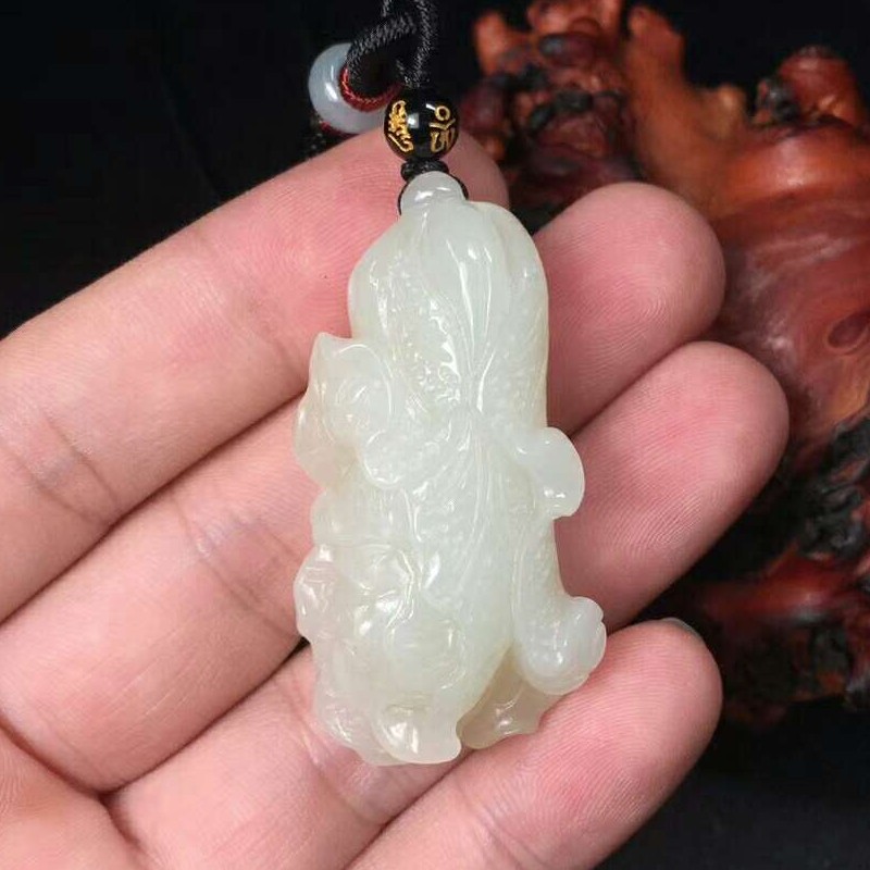 白菜招财挂件情侣证书天然和田玉