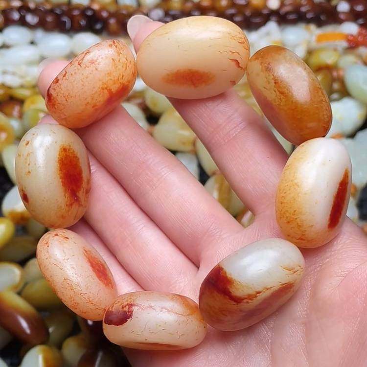 红沁皮原石籽料手链手串